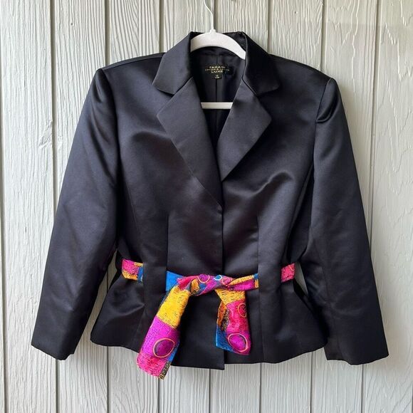 Tahari Jackets & Blazers - Tahari Arthur S. Levine Luxe Black Blazer Satin Finish Size 12